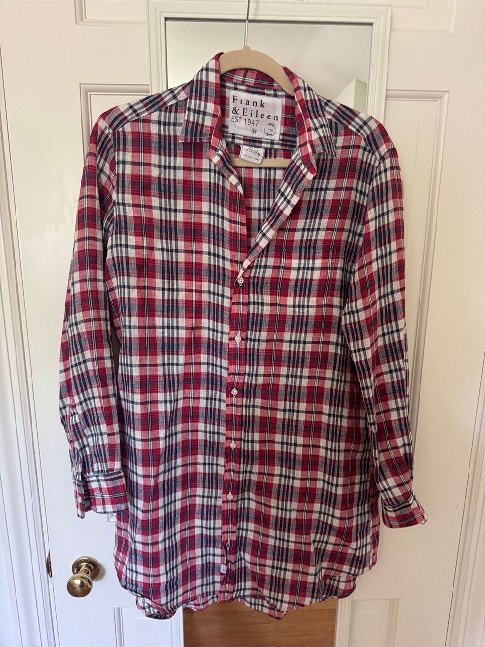 Frank & Eileen Red and White Plaid Mary style Shirtdress